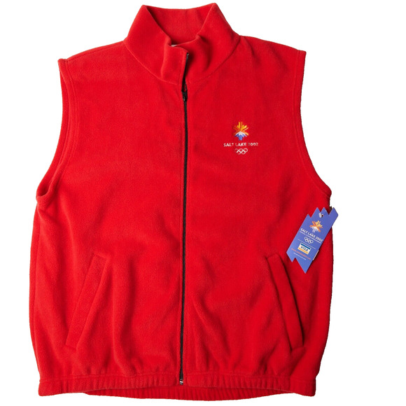 Salt Lake Other - Vintage Salt Lake 2002 Olympics Full Zip Fleece Vest Men's XL Red Mock Neck NWT